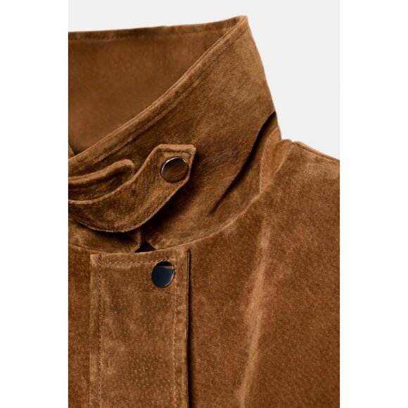 ZARA 100% LEATHER BOMBER JACKET - Picture 10 of 11